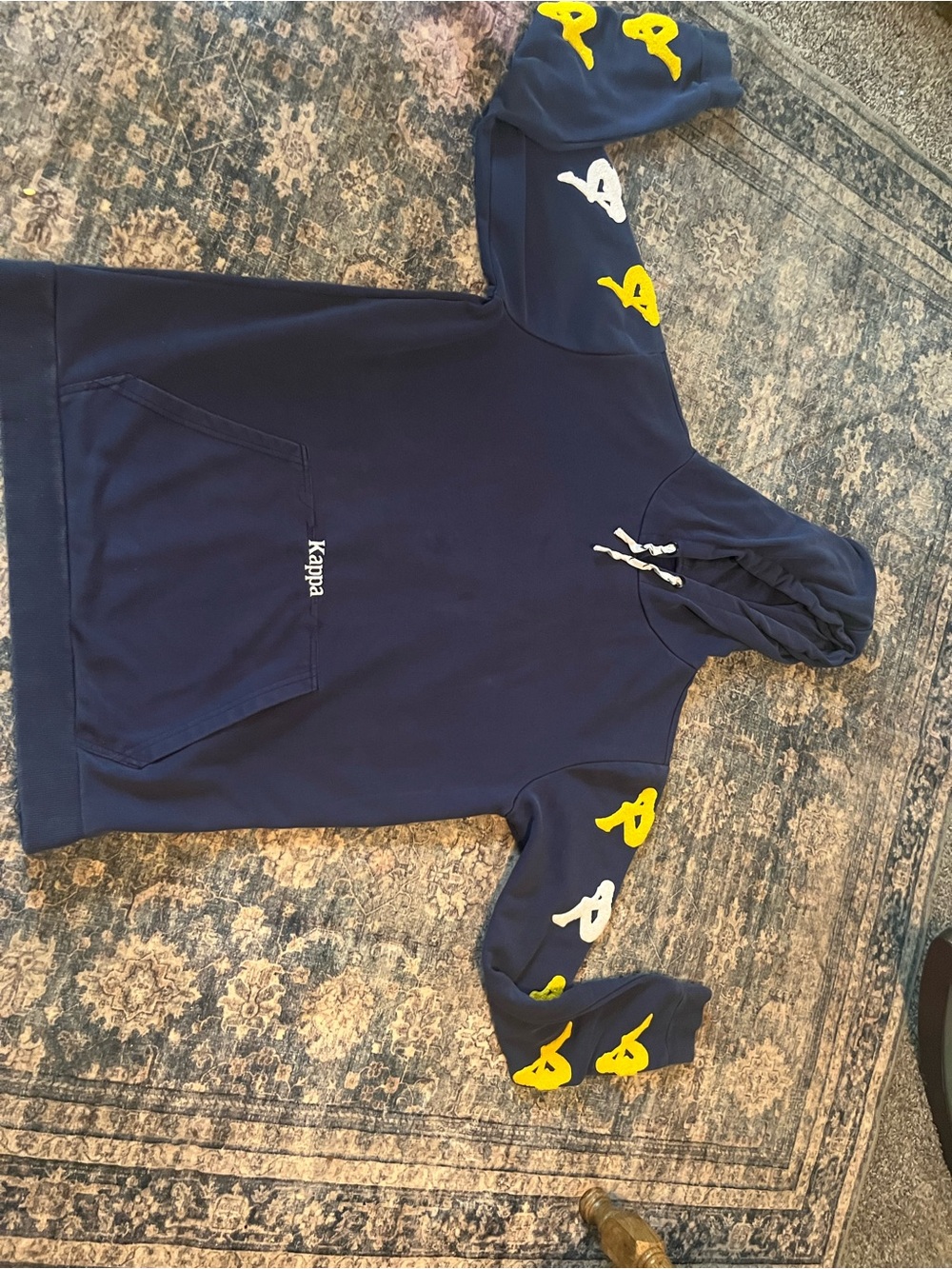 Kappa Navy Hoodie with Yellow & White Sleeve Logos